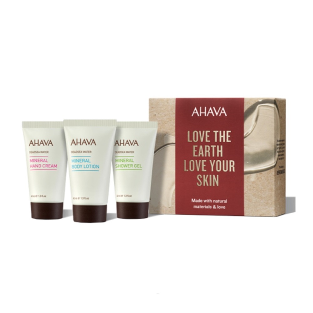 New 3 Piece AHAVA Hand Cream Lotion Shower Gel Travel Set NIB
